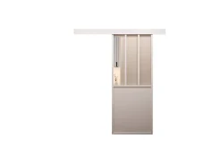 Optimum Kit porte coulissante en applique Atelier blanc cadre en aluminium et verre transparent H 204 x 93 x 3,6 cm H 204 x 93 x 3,6 cm- Porte Coulissante