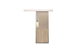 Optimum Kit porte coulissante en applique Contemporain blanc chêne terra cadre en aluminium et verre transparent H 204 x 93 x 3,6 cm H 204 x 93 x 3,6 cm- Porte Coulissante