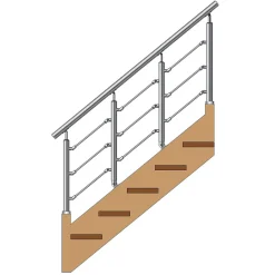 MySystem Kit Réno inox pour garde-corps d'escalier - 4 poteaux - Main courante - 3 barres sur supports axiaux- Garde-Corps, Balustrade