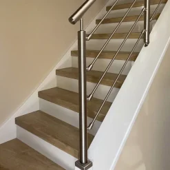 MySystem Kit Réno inox pour garde-corps d'escalier - 4 poteaux - Main courante - 3 barres sur supports axiaux- Garde-Corps, Balustrade