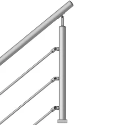 MySystem Kit Réno inox pour garde-corps d'escalier - 4 poteaux - Main courante - 3 barres sur supports axiaux- Garde-Corps, Balustrade