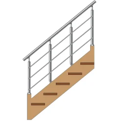 MySystem Garde-Corps, Balustrade<Kit Réno inox pour garde-corps d'escalier - 4 poteaux - Main courante - 3 barres sur supports transversaux et borgnes
