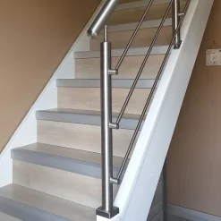 MySystem Garde-Corps, Balustrade<Kit Réno inox pour garde-corps d'escalier - 4 poteaux - Main courante - 3 barres sur supports transversaux et borgnes