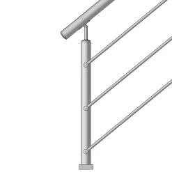 MySystem Garde-Corps, Balustrade<Kit Réno inox pour garde-corps d'escalier - 4 poteaux - Main courante - 3 barres sur supports transversaux et borgnes