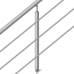 MySystem Garde-Corps, Balustrade<Kit Réno inox pour garde-corps d'escalier - 4 poteaux - Main courante - 3 barres sur supports transversaux et borgnes