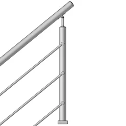 MySystem Garde-Corps, Balustrade<Kit Réno inox pour garde-corps d'escalier - 4 poteaux - Main courante - 3 barres sur supports transversaux et borgnes