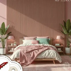 Decoparisienne Kit tasseaux adhésif cerisier naturel - Gabarit de pose offert - Surface de 2,4 M2 - Panneau tasseau sur-mesure- Panneau Tasseau Bois