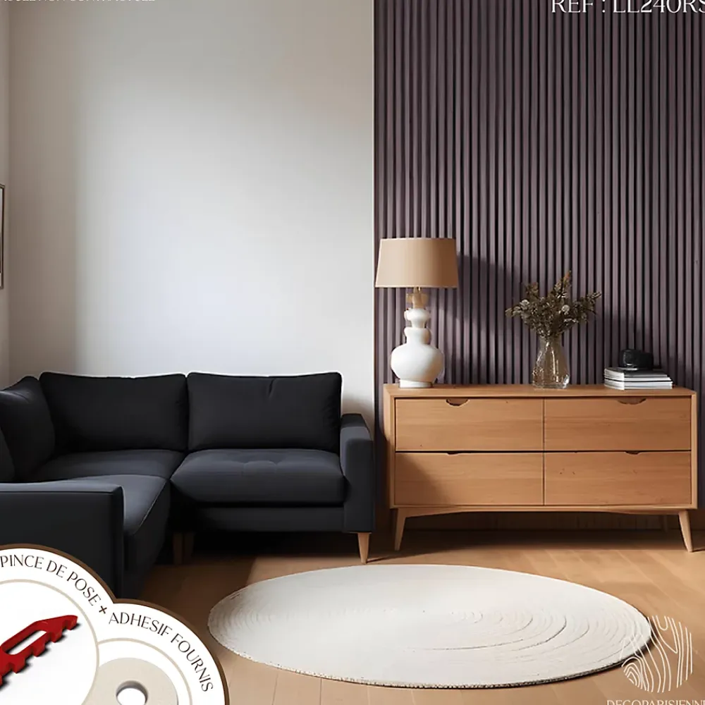 Decoparisienne Panneau Tasseau Bois<Kit tasseaux adhésif chêne foncé - Gabarit de pose offert - Surface de 2,4 M2 - Panneau tasseau sur-mesure