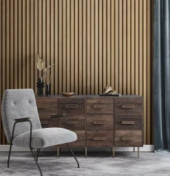 Grosfillex Tasseau Décoratif|Lambris Mural<Lambris PVC effet tasseau décoratif lamelles imitation bois linio 37,5 x 260 cm