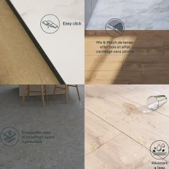 GoodHome Dalle Et Lame Pvc<Lame minérale composite clipsable Italo 129 x 20 cm imitation bois naturel (vendue au carton)