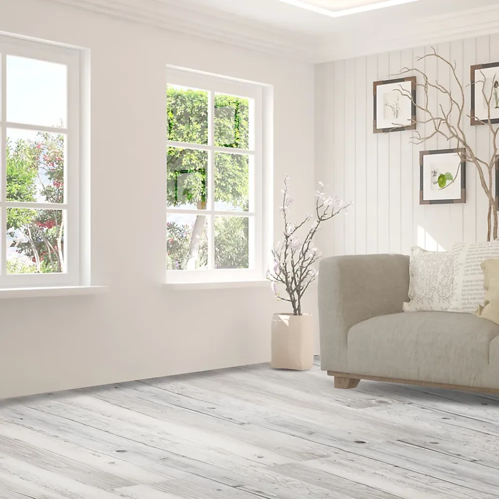 GoodHome Dalle Et Lame Pvc<Lame PVC adhésive Poprock blanc 15,2 x 91,4 cm