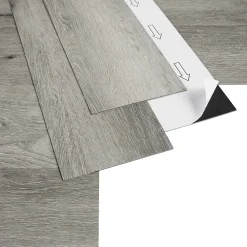 GoodHome Dalle Et Lame Pvc<Lame PVC adhésive Poprock bois gris rustique 15,2 x 91,4 cm