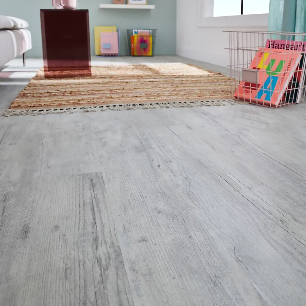 GoodHome Dalle Et Lame Pvc<Lame PVC clipsable Baila chêne vieilli gris clair L. 122 x l. 15 cm