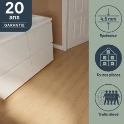 GoodHome Lame PVC clipsable effet bois blond L.121,9 x l.17,8 cm x ép.4,5 mm, Mambo- Dalle Et Lame Pvc