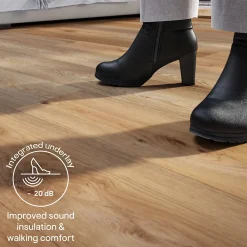 GoodHome Dalle Et Lame Pvc<Lame PVC clipsable Mambo plus 18x122 cm blond avec sous-couche intégrée (vendue au carton)