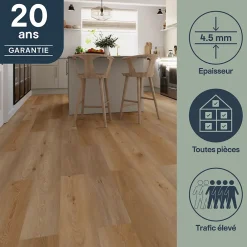 GoodHome Dalle Et Lame Pvc<Lame PVC clipsable Mambo plus 18x122 cm blond avec sous-couche intégrée (vendue au carton)