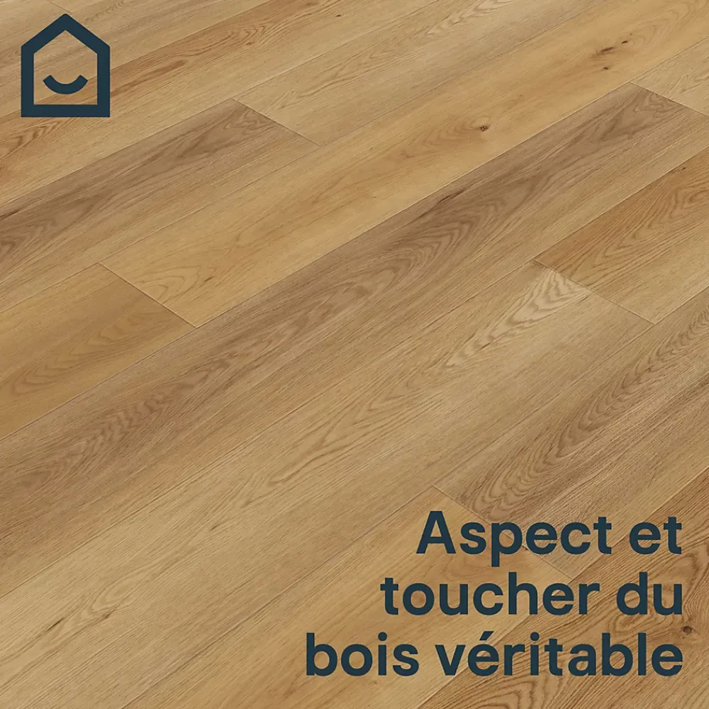 GoodHome Dalle Et Lame Pvc<Lame PVC clipsable Mambo plus 18x122 cm blond avec sous-couche intégrée (vendue au carton)