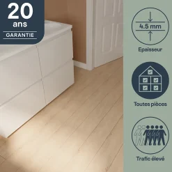 GoodHome Lame PVC clipsable Mambo 124x19 cm décor bois naturel (vendue au carton)- Dalle Et Lame Pvc