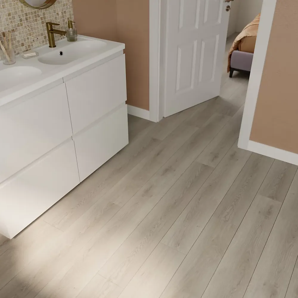 GoodHome Lame PVC clipsable Mambo plus 18x122 cm décor bois gris brun avec sous-couche intégrée (vendue au carton)- Dalle Et Lame Pvc