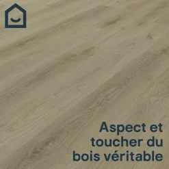 GoodHome Lame PVC clipsable Mambo plus 18x122 cm décor bois gris brun avec sous-couche intégrée (vendue au carton)- Dalle Et Lame Pvc