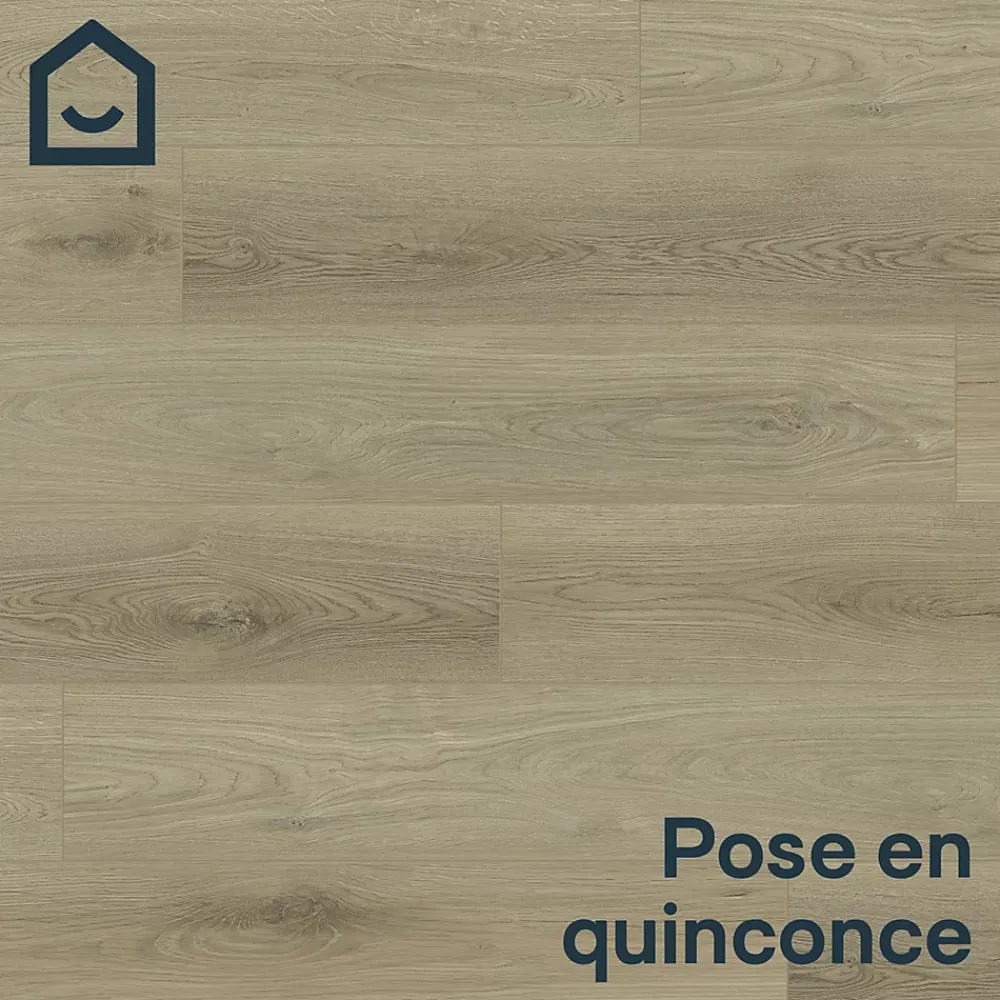 GoodHome Lame PVC clipsable Mambo plus 18x122 cm décor bois gris brun avec sous-couche intégrée (vendue au carton)- Dalle Et Lame Pvc