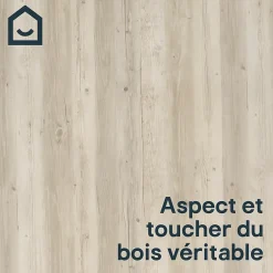 GoodHome Dalle Et Lame Pvc<Lame PVC clipsable Mambo 124x19 cm décor bois blanc rustique (vendue au carton)