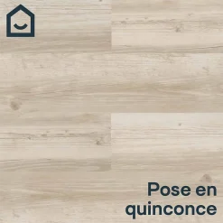 GoodHome Dalle Et Lame Pvc<Lame PVC clipsable Mambo 124x19 cm décor bois blanc rustique (vendue au carton)