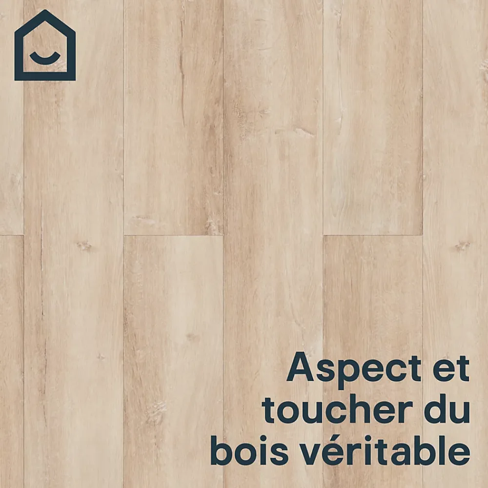 GoodHome Dalle Et Lame Pvc<Lame PVC clipsable Mambo 124x19 cm décor bois naturel rustique (vendue au carton)