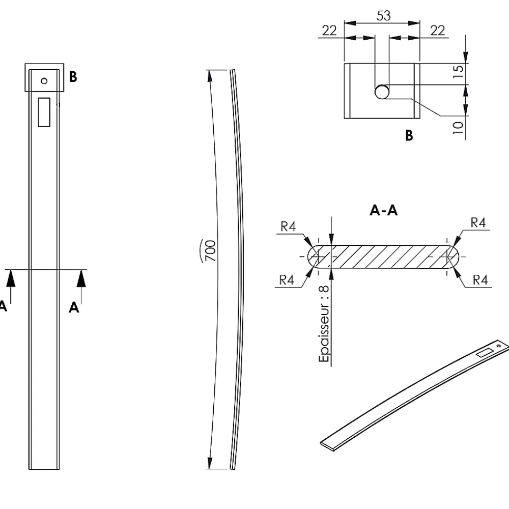 Planche De Bois<Latte de sommier hêtre 700 x 53 mm ép.8 mm