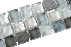 GoodHome Listel Carrelage<Listel 5 x 30 cm verre brillant gris