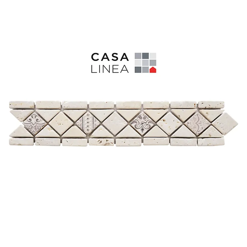 Casa Linéa Travertin<LISTEL RENAISSANCE ROMA TRAVERTIN NATUREL 1 PIÈCE 6 X 28,5 CM CASA LINEA
