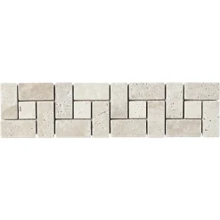 GoodHome Listel Travertin carré en pierre naturelle 31.5x6,7cm beige et ivoire- Listel Carrelage|Travertin