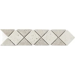 GoodHome Listel Carrelage|Travertin<Listel travertin pierre naturelle losanges beige marron 31.5 x 6,7 x ép. 0,8 cm