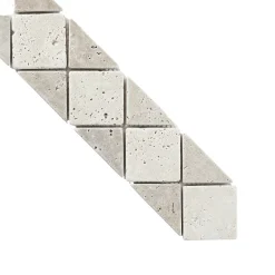 GoodHome Listel Carrelage|Travertin<Listel travertin pierre naturelle losanges beige marron 31.5 x 6,7 x ép. 0,8 cm