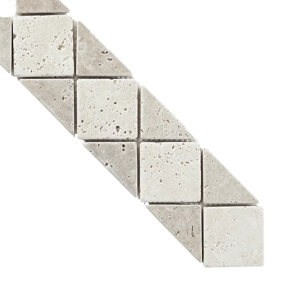 GoodHome Listel Carrelage|Travertin<Listel travertin pierre naturelle losanges beige marron 31.5 x 6,7 x ép. 0,8 cm