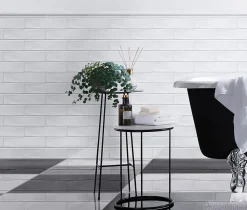 GoodHome Listel Carrelage<Listel Vernisse 5x30 cm blanc