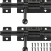 Deko Loquet de porte à boulon avec trou de verrouillage, serrure de porte coulissante en acier inoxydable 304, 4 pouces, noir, 2 packs- Accesoire Pour Volet