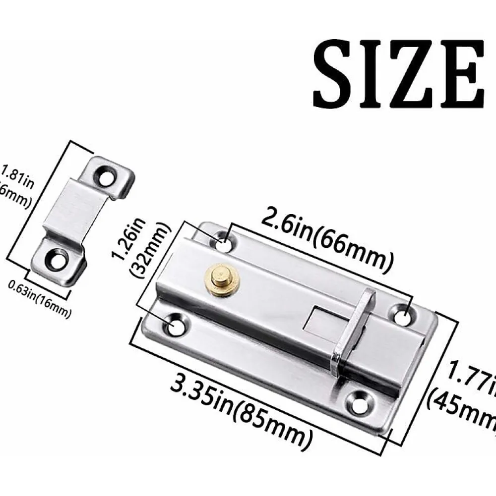Deko Accesoire Pour Volet<Loquet de porte coulissante automatique à ressort flexible en acier inoxydable de 4 po avec bouton (paquet de 2, argent)