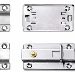 Deko Accesoire Pour Volet<Loquet de porte coulissante automatique à ressort flexible en acier inoxydable de 4 po avec bouton (paquet de 2, argent)