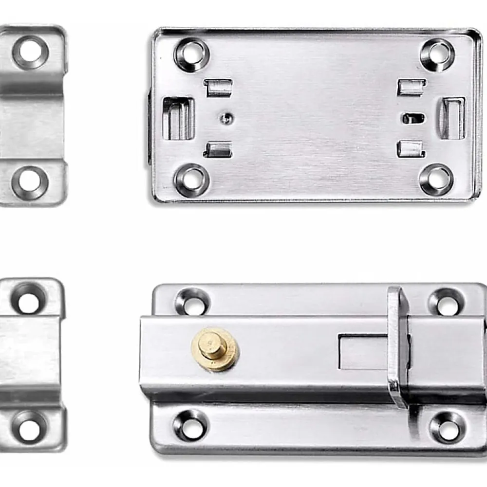 Deko Accesoire Pour Volet<Loquet de porte coulissante automatique à ressort flexible en acier inoxydable de 4 po avec bouton (paquet de 2, argent)