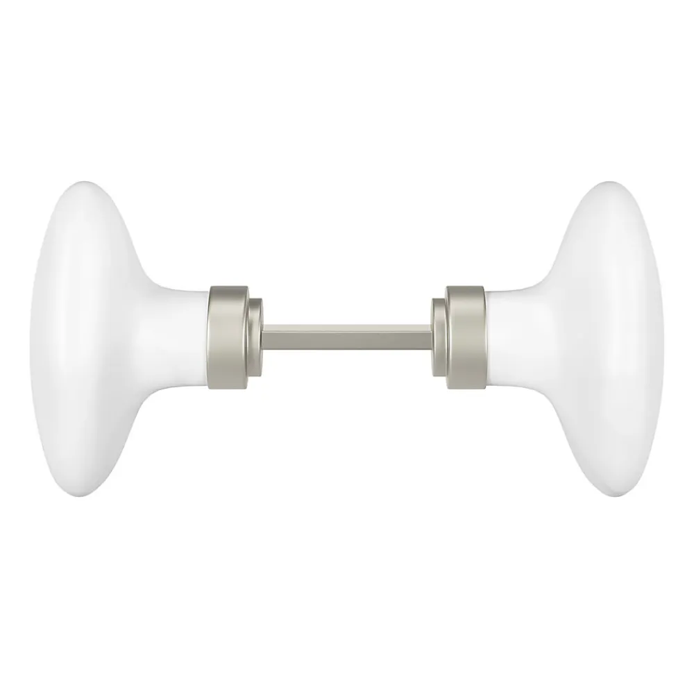 GoodHome Poignée De Porte<Lot 2 boutons de porte ovale porcelaine et zinc blanc l.4.2cm x h.6.5cm