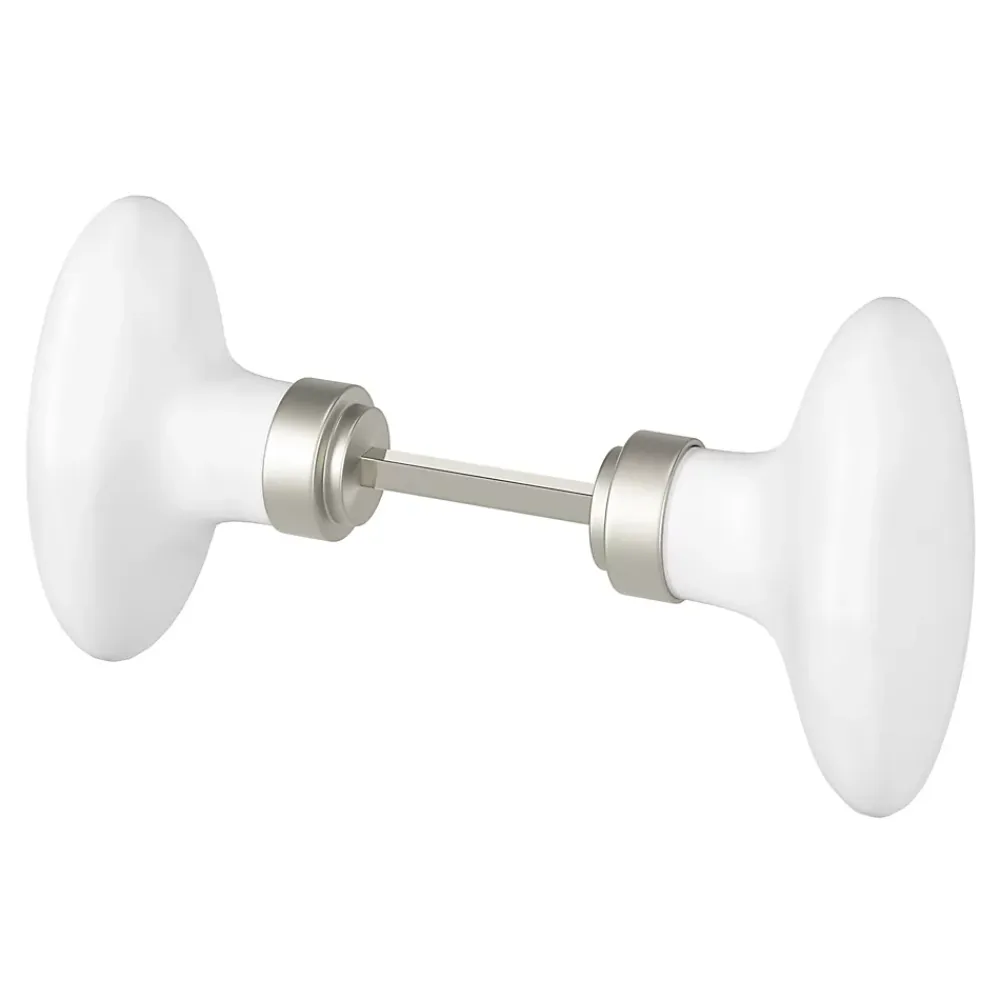 GoodHome Poignée De Porte<Lot 2 boutons de porte ovale porcelaine et zinc blanc l.4.2cm x h.6.5cm