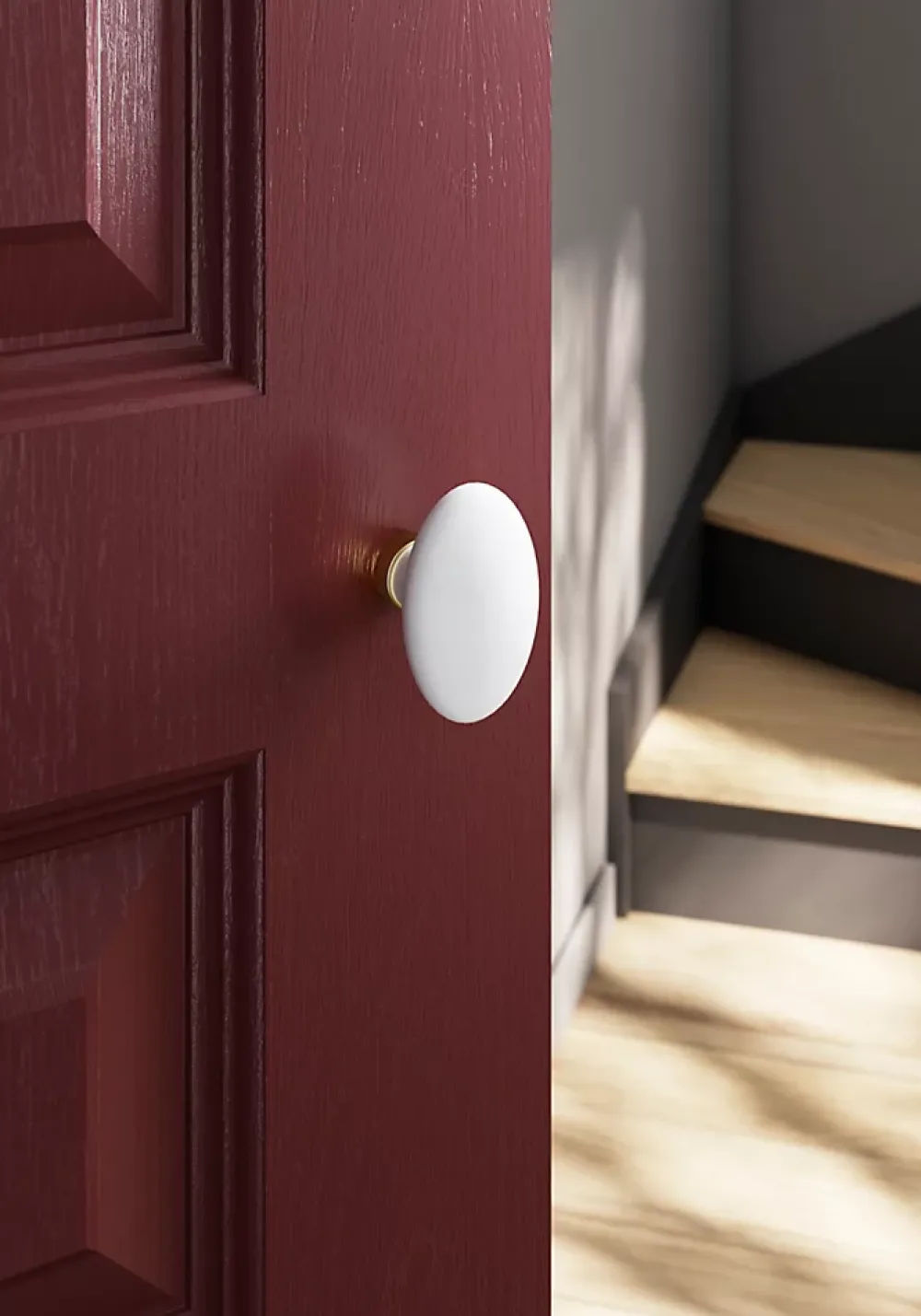 GoodHome Lot 2 boutons de porte ovale blanc l.4.2cm x h.6.5cm- Poignée De Porte