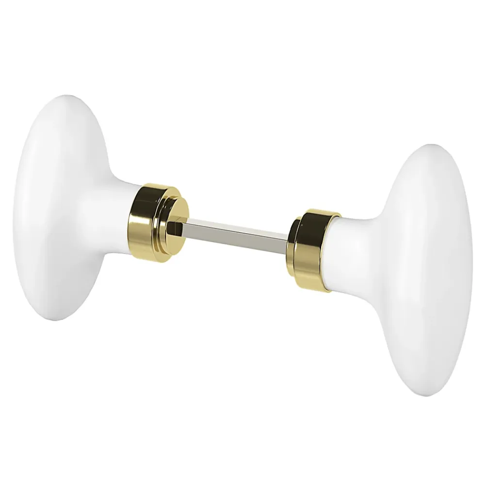 GoodHome Lot 2 boutons de porte ovale blanc l.4.2cm x h.6.5cm- Poignée De Porte