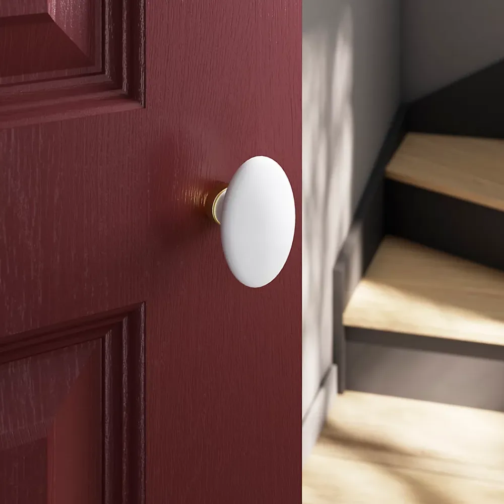 GoodHome Lot 2 boutons de porte ovale blanc l.4.2cm x h.6.5cm- Poignée De Porte