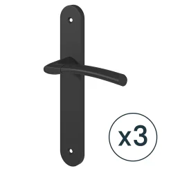 GoodHome Lot 3 ensembles poignée sur plaque rond Hirel effet nickel mat noir L.128mm x l.40mm entraxe 195mm- Poignée De Porte