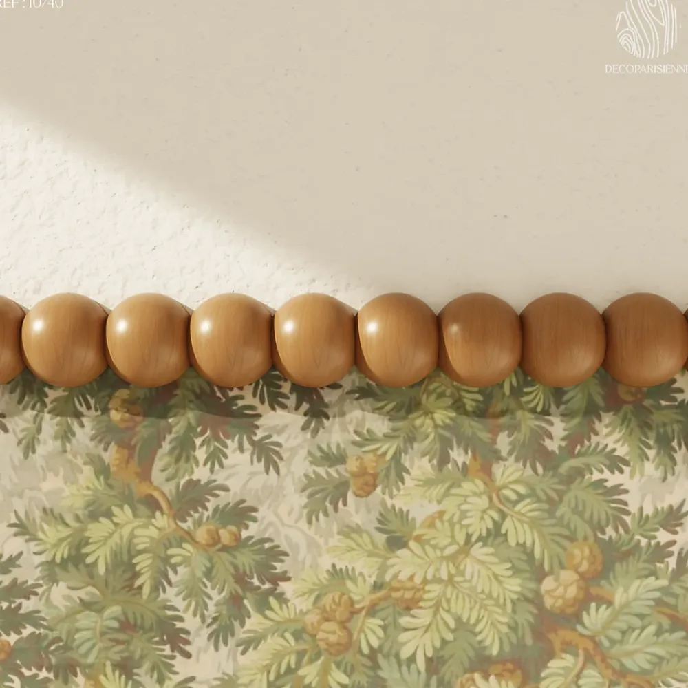 Decoparisienne Lot 5 Moulures Décoratives Perle Brut - 100 x 4 cm - Bois de hêtre massif - Style Parisien - A peindre- Moulure