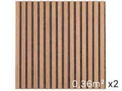 Quiet Wall Lambris Mural<Lot 2 Panneaux Muraux Acoustiques en Bois - 60x60cm - Cerisier Naturel - A Lattes - Panneau Tasseau de Bois Naturel