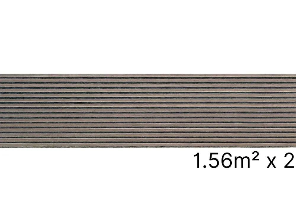 Quiet Wall Lot 2 Panneaux Muraux Acoustiques en Bois - 240x60cm - 3.12m² - Chêne Foncé - A Lattes - Panneau Tasseau de Bois Naturel- Panneau Tasseau Bois