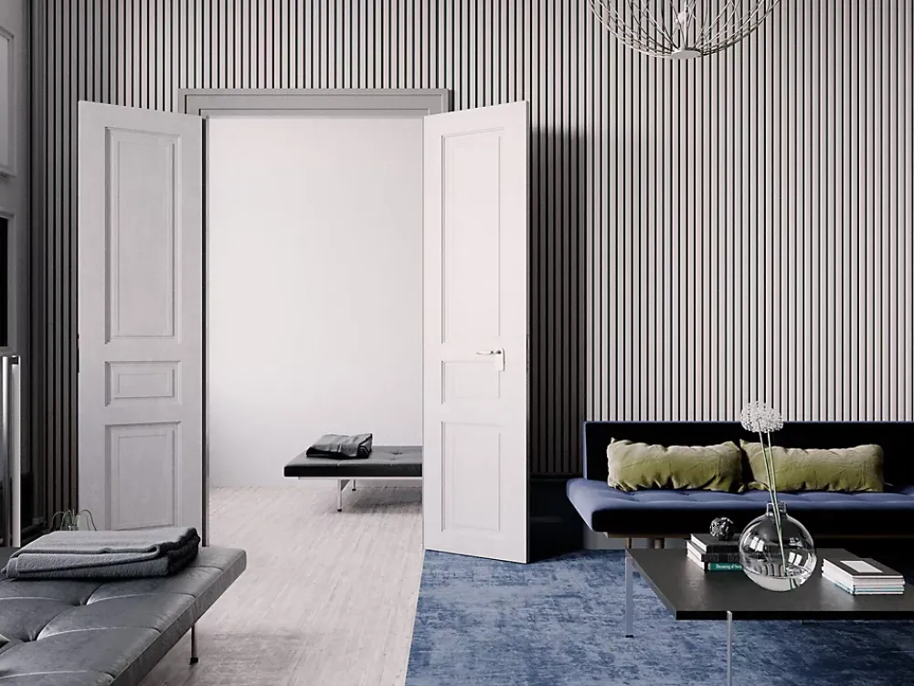Quiet Wall Lot 4 Panneaux Muraux Acoustiques en Bois - 240x60cm Frêne gris - A Lattes - Panneau Tasseau de Bois Naturel- Panneau Tasseau Bois